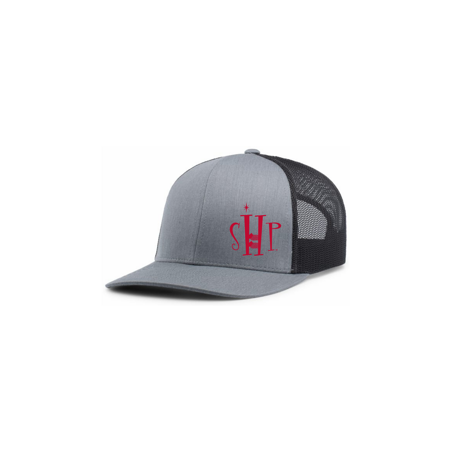 Trucker Snapback Hat w/ Embroidery (HEATHER GREY/CHARCOAL) - SHP Logo