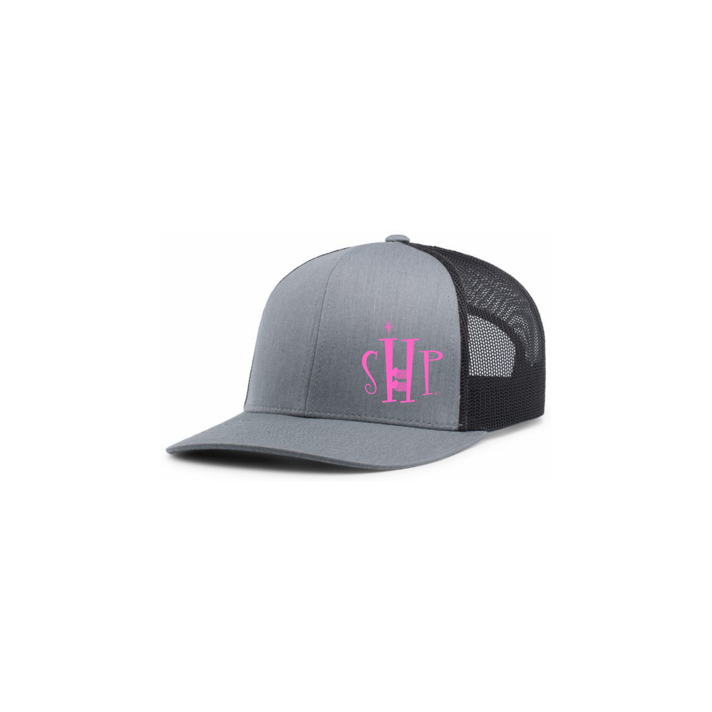 Trucker Snapback Hat w/ Embroidery (HEATHER GREY/CHARCOAL) - SHP Logo