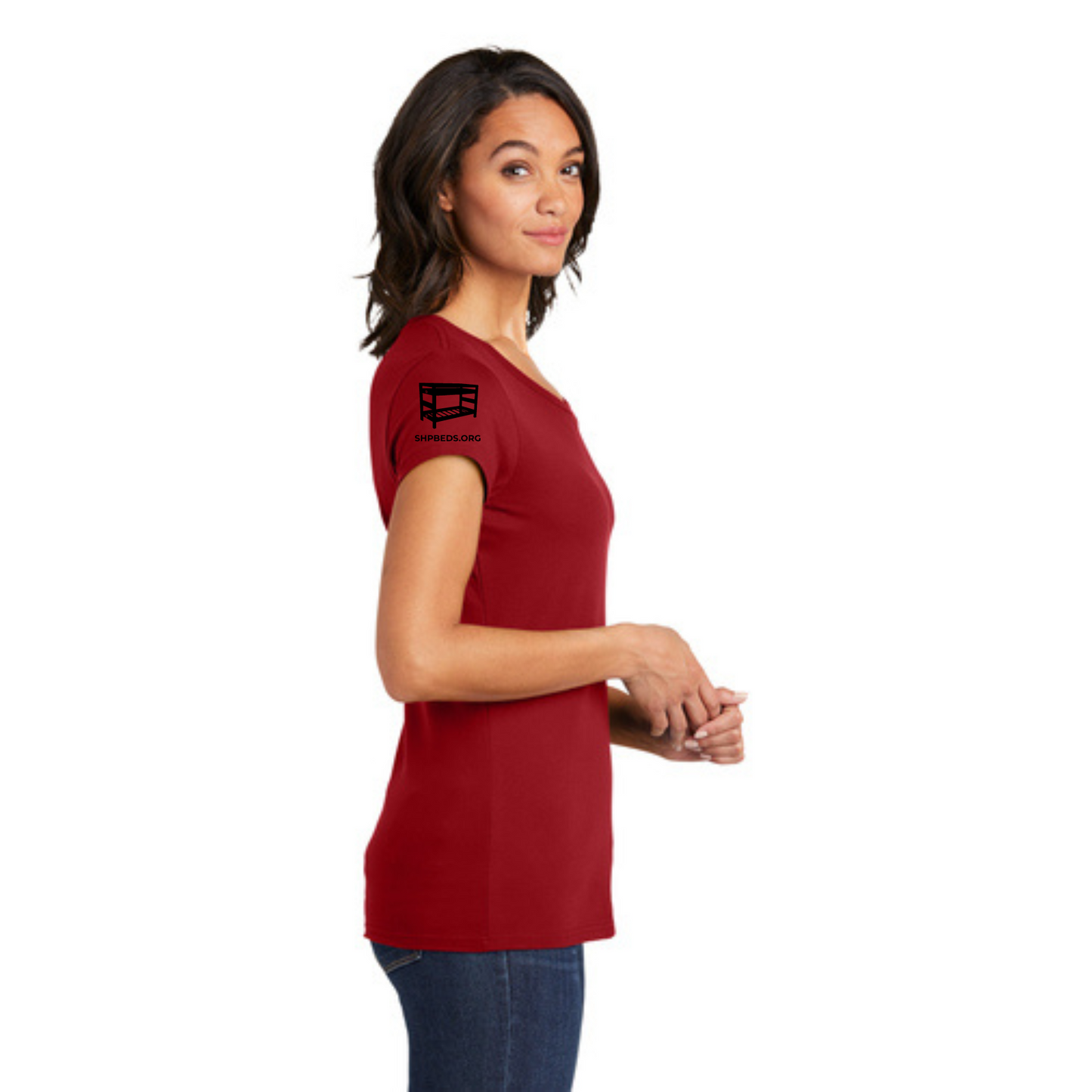Women's Official Staff T-Shirt with Chapter Name (RED) White & Black Print