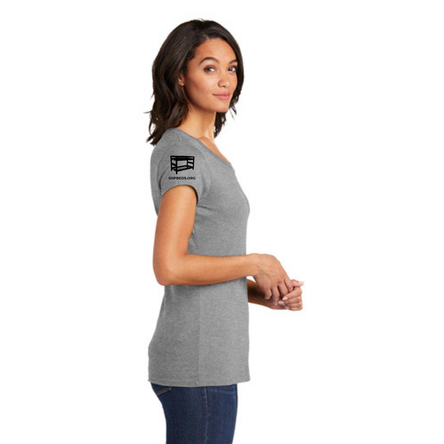 Women's Official Staff T-Shirt with Chapter Name (Heather Grey) White & Black Print