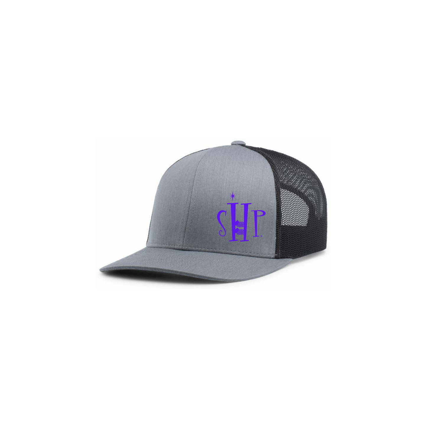Trucker Snapback Hat w/ Embroidery (HEATHER GREY/CHARCOAL) - SHP Logo
