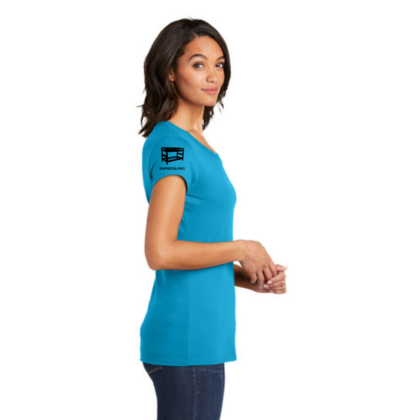 Women's Official Staff T-Shirt with Chapter Name (Turquoise) White & Black Print