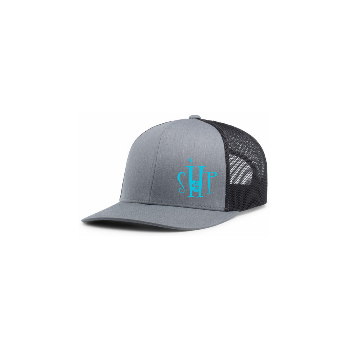 Trucker Snapback Hat w/ Embroidery (HEATHER GREY/CHARCOAL) - SHP Logo
