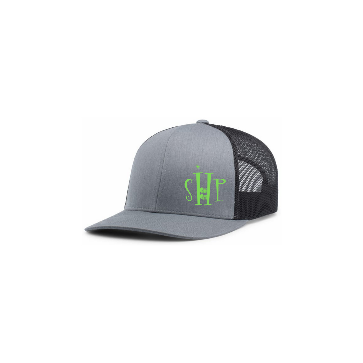 Trucker Snapback Hat w/ Embroidery (HEATHER GREY/CHARCOAL) - SHP Logo