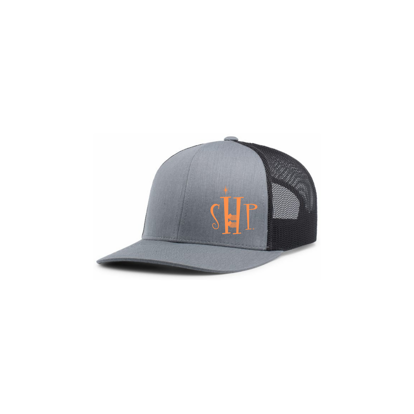 Trucker Snapback Hat w/ Embroidery (HEATHER GREY/CHARCOAL) - SHP Logo
