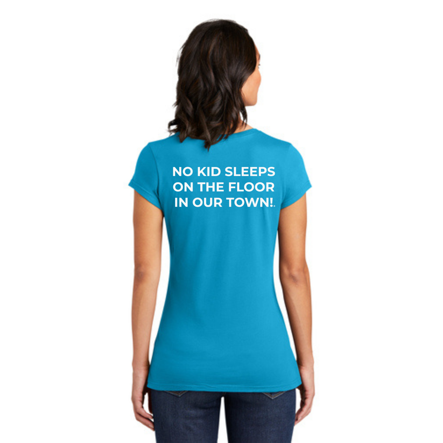 Women's Official Staff T-Shirt with Chapter Name (Turquoise) White & Black Print