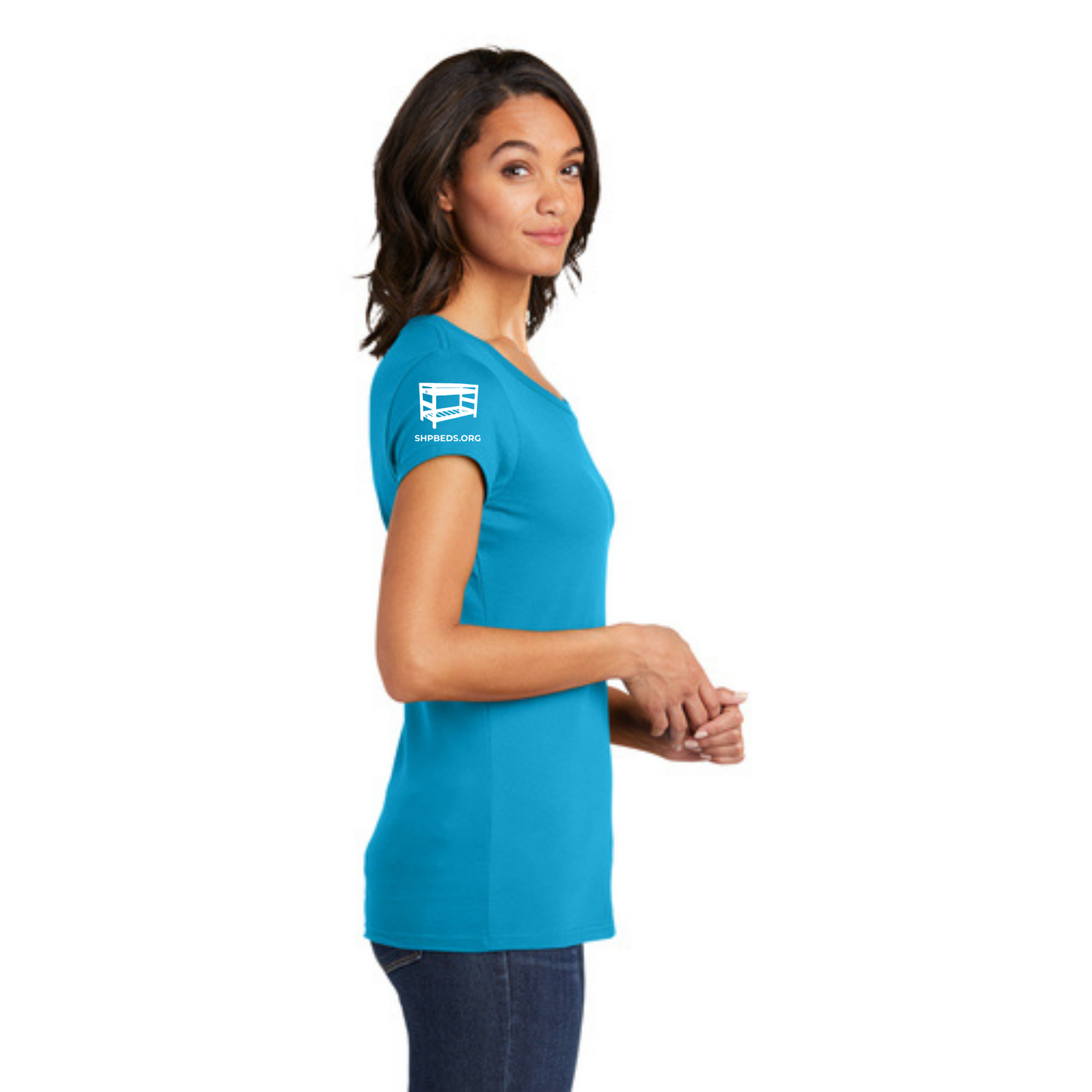 Women's Official Staff T-Shirt with Chapter Name (Turquoise) White & Black Print