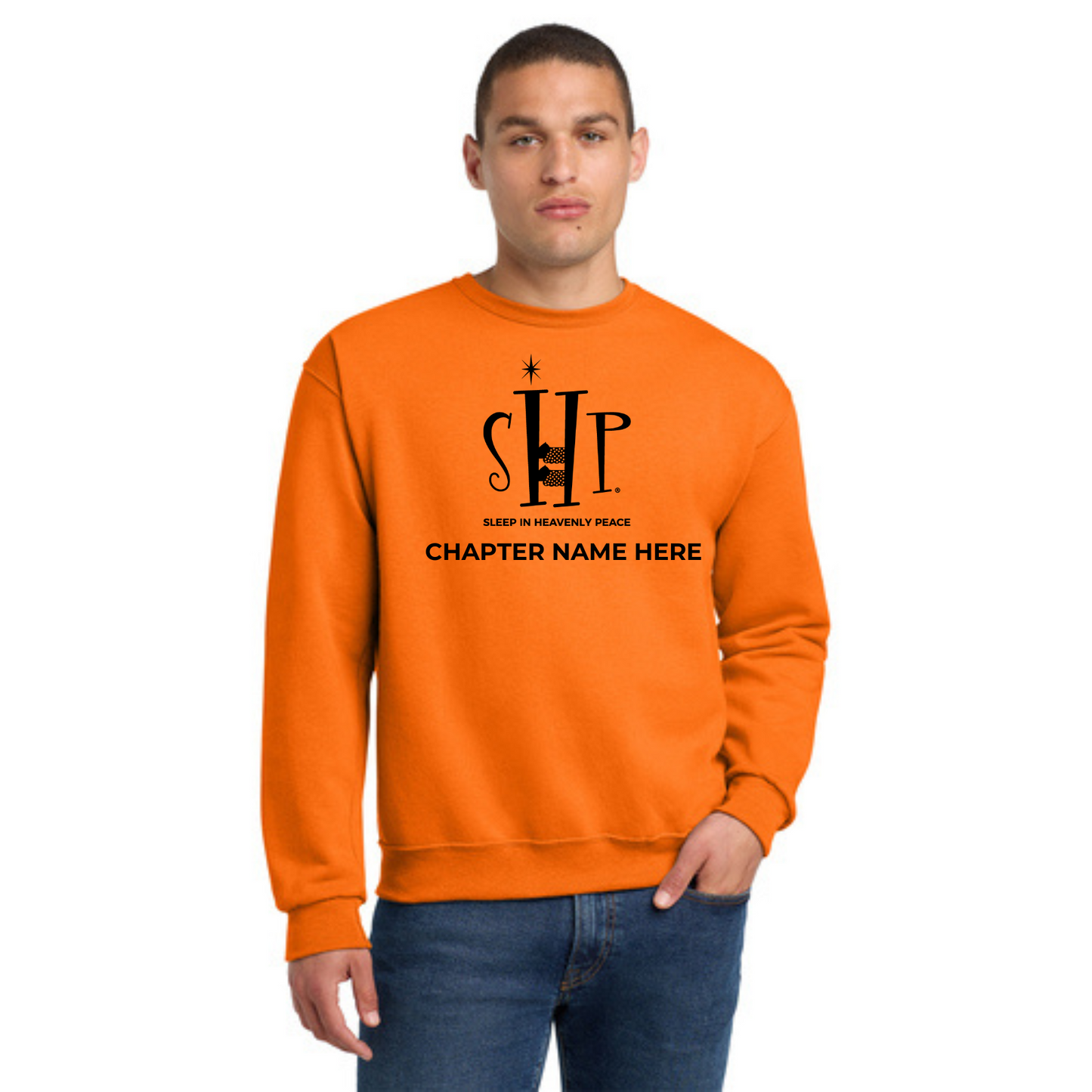 Crewneck Sweatshirt w/ Chapter Name (SAFETY ORANGE) - Black or White Logos