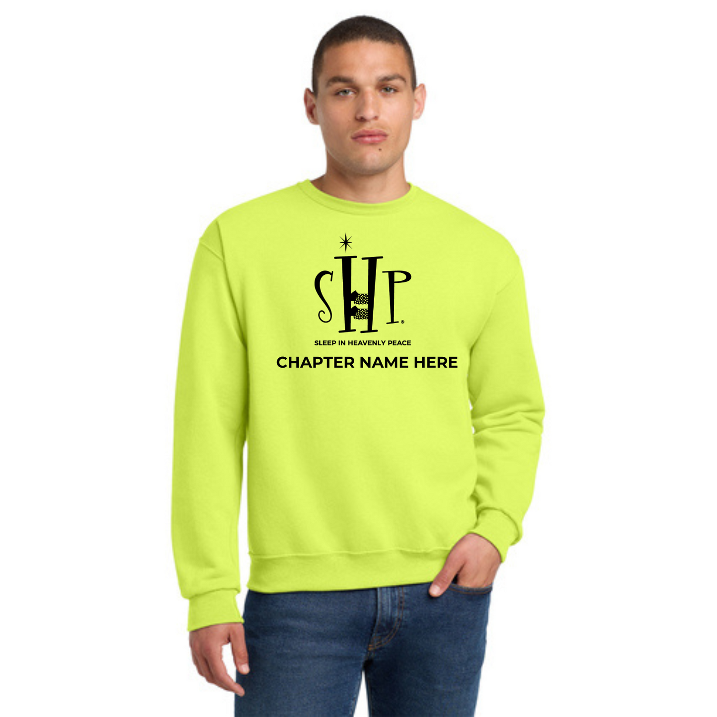 Crewneck Sweatshirt w/ Chapter Name (SAFETY GREEN) - Black or White Logos