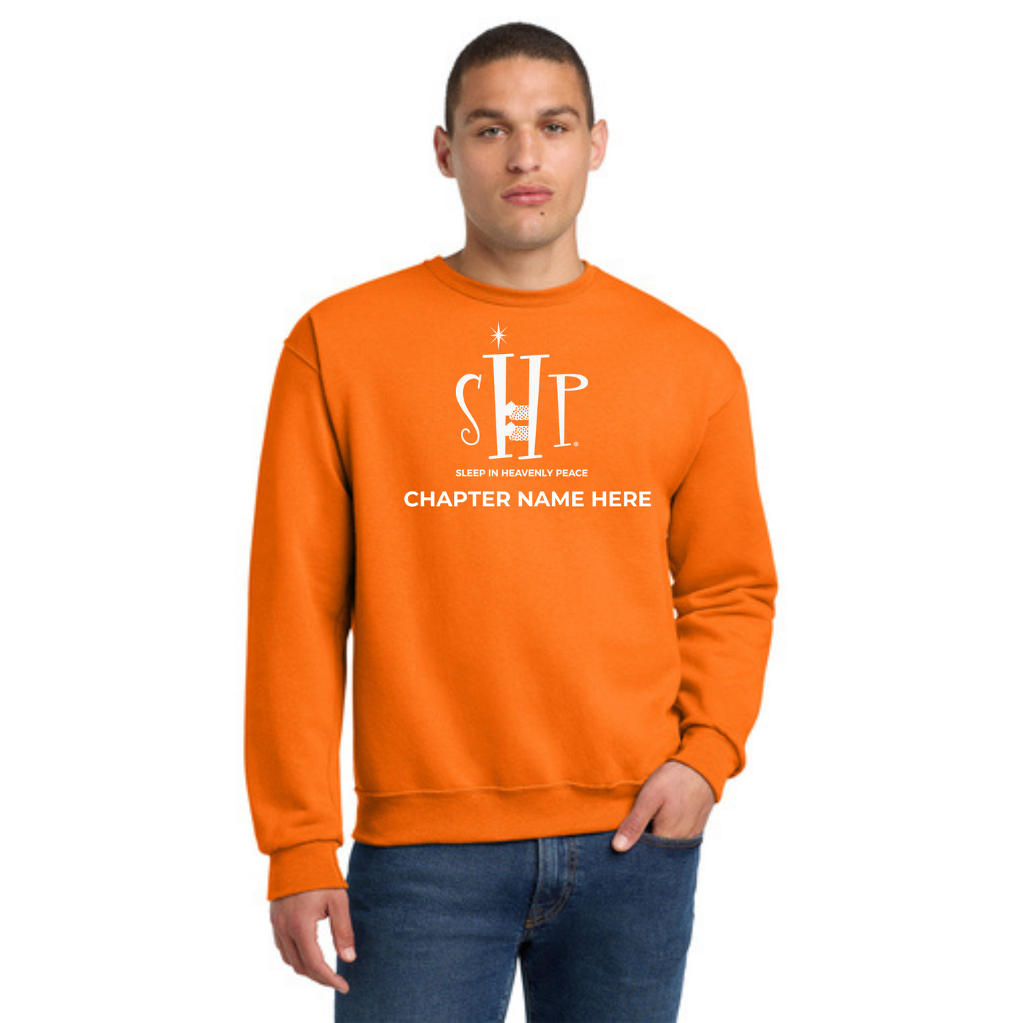 Crewneck Sweatshirt w/ Chapter Name (SAFETY ORANGE) - Black or White Logos