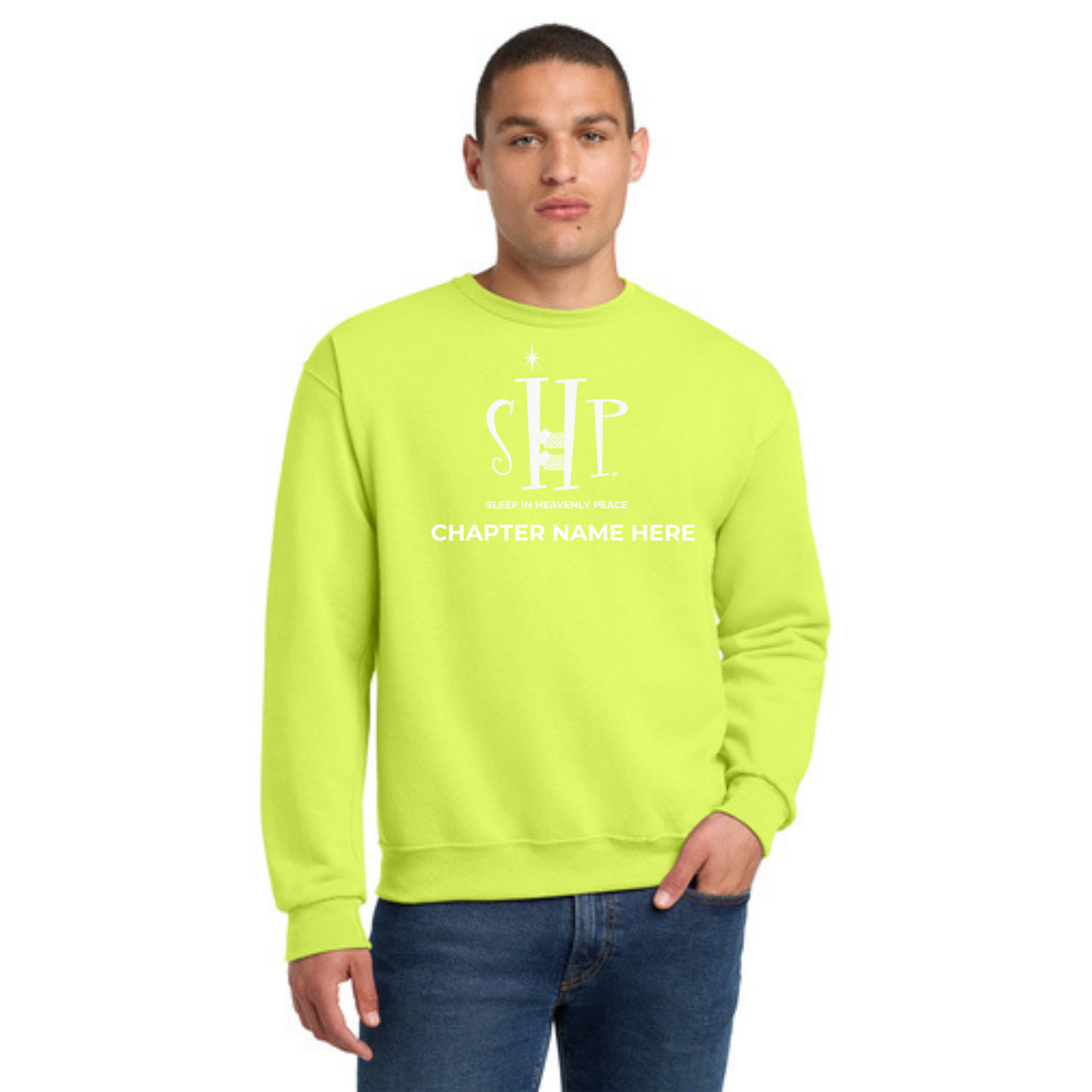 Crewneck Sweatshirt w/ Chapter Name (SAFETY GREEN) - Black or White Logos