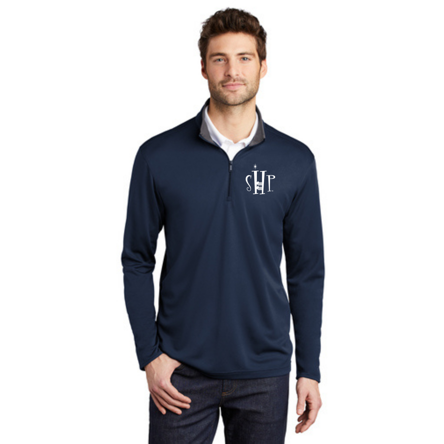 1/4 Zip Performance Long Sleeve w/ Embroidery - "SHP" LOGO