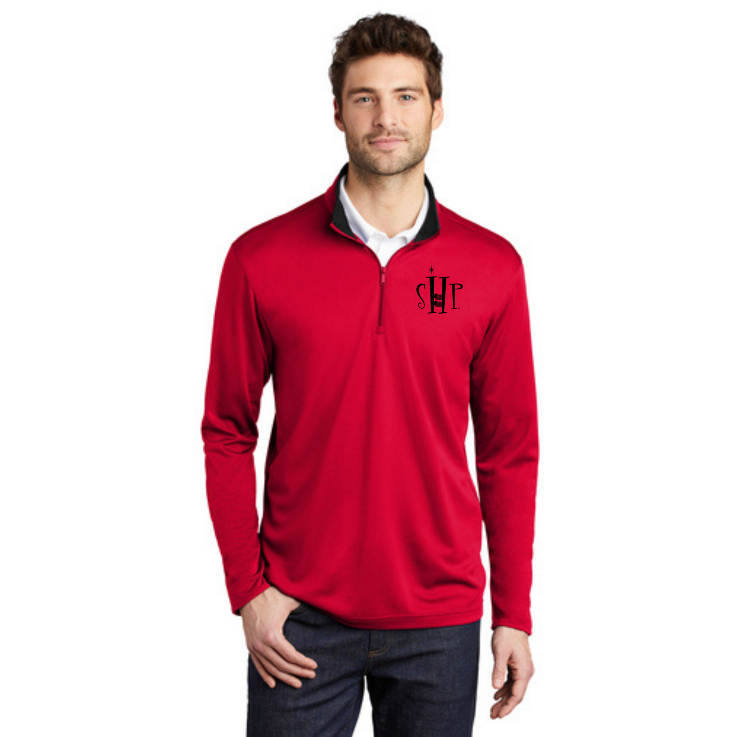 1/4 Zip Performance Long Sleeve w/ Embroidery - "SHP" LOGO
