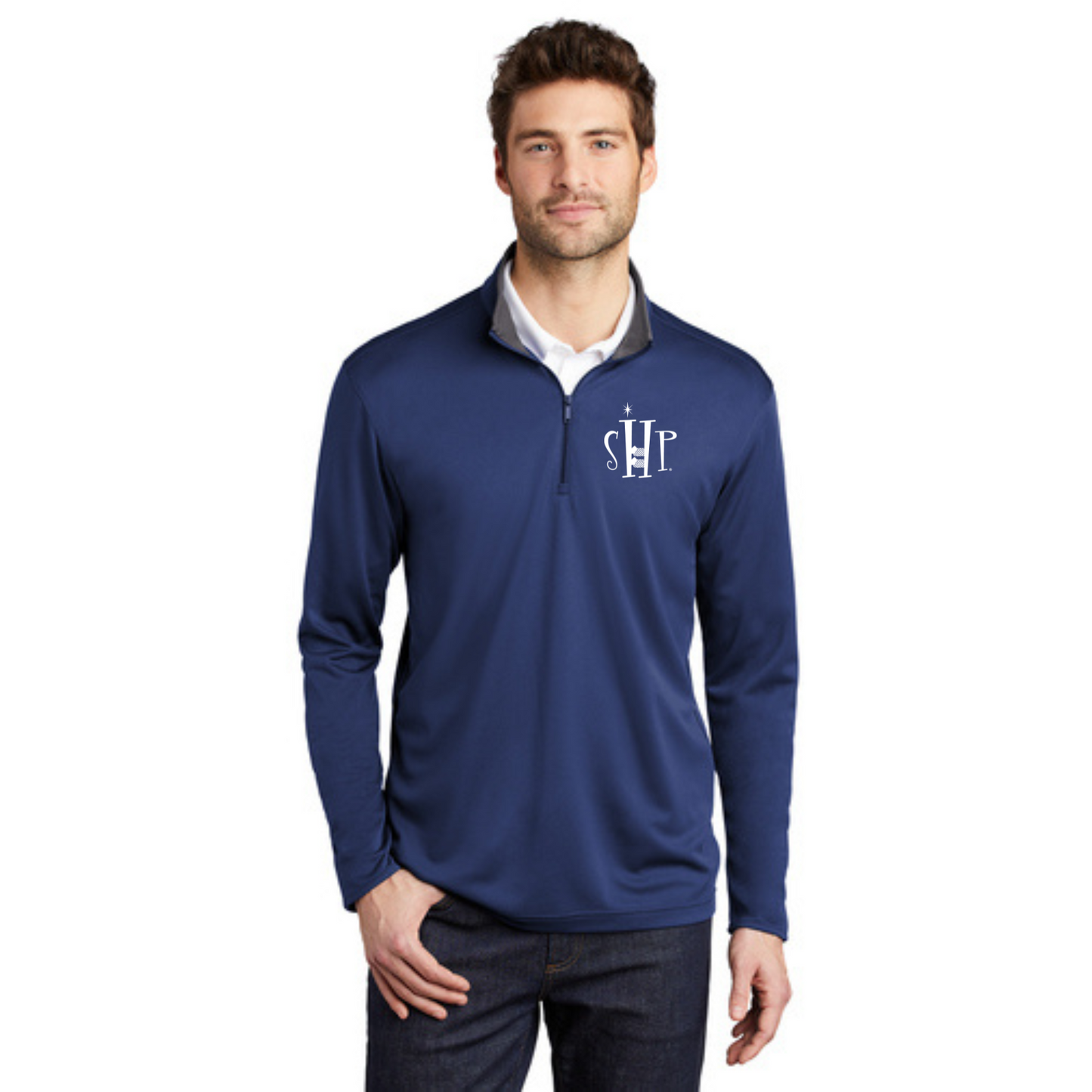 1/4 Zip Performance Long Sleeve w/ Embroidery - "SHP" LOGO