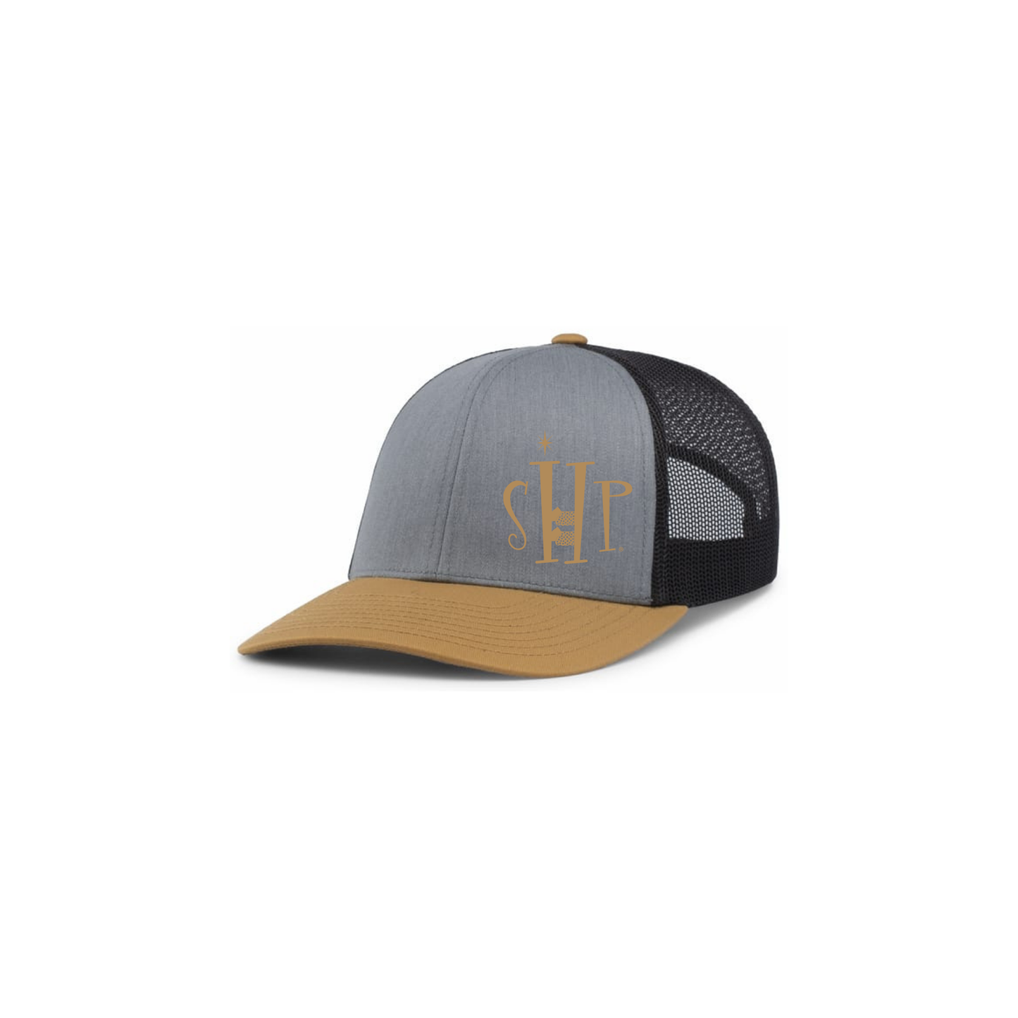 Snap Back Hat with SHP Logo Embroidery (HeatherGrey/Gold) - All Colors