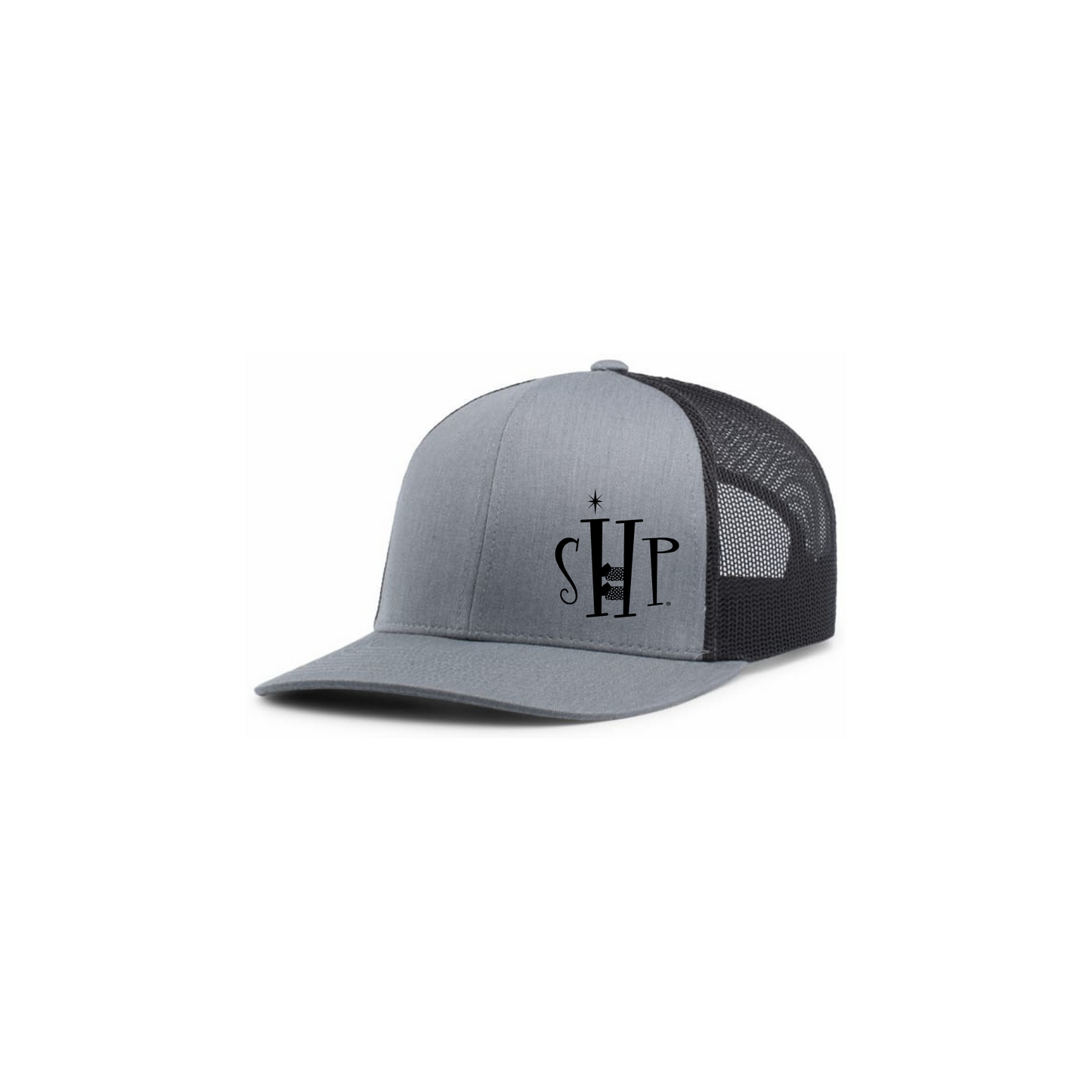Trucker Snapback Hat w/ Embroidery (HEATHER GREY/CHARCOAL) - SHP Logo