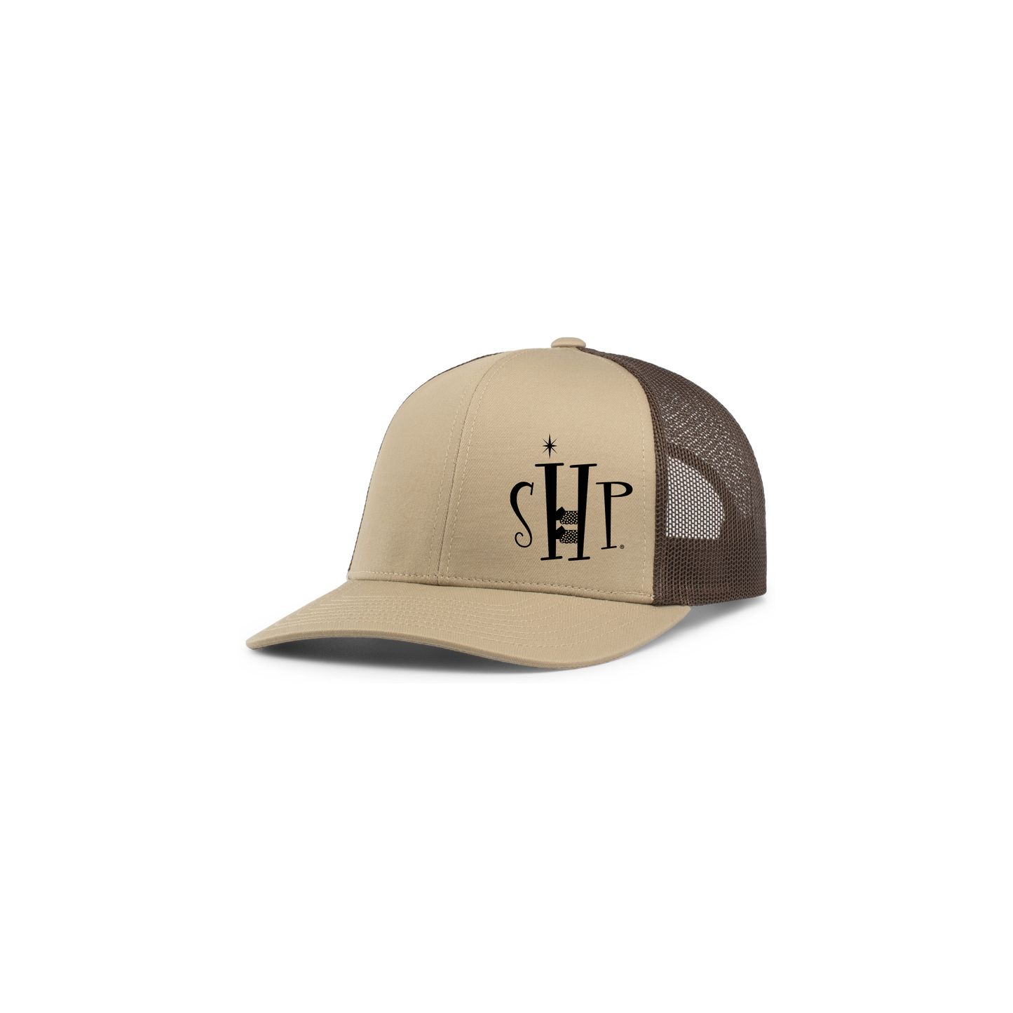 Trucker Snapback Hat (KHAKI/BROWN) w/ Embroidery - SHP Logo