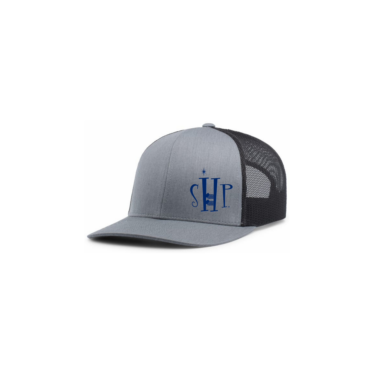 Trucker Snapback Hat w/ Embroidery (HEATHER GREY/CHARCOAL) - SHP Logo