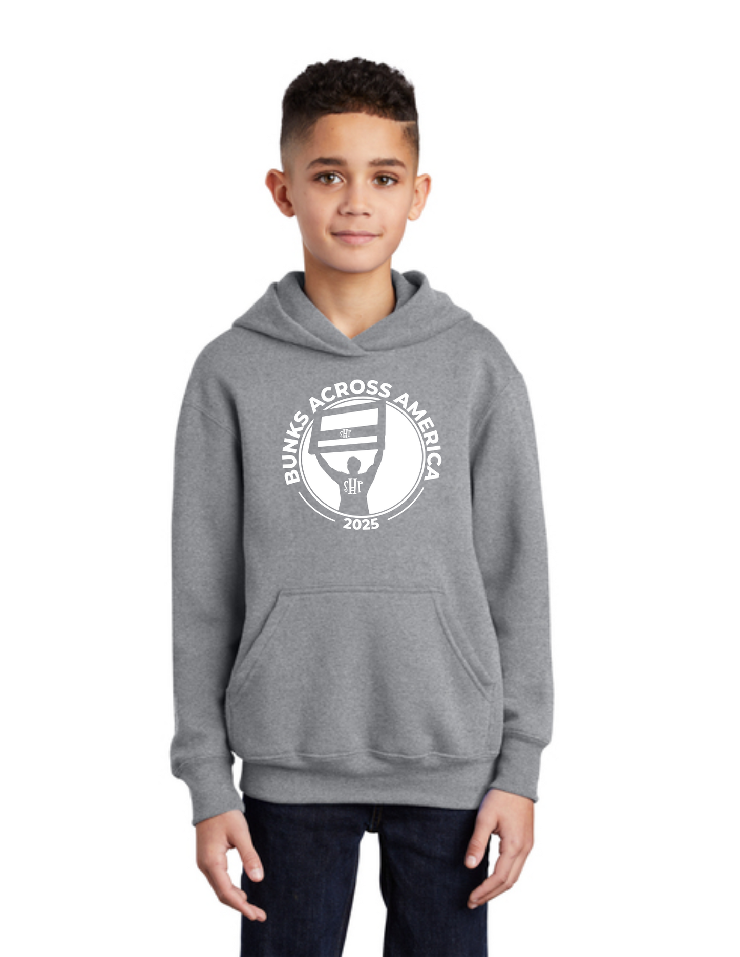 BAA 2025 - YOUTH Hoodie (ATHLETIC HEATHER) - "Headboard Logo"