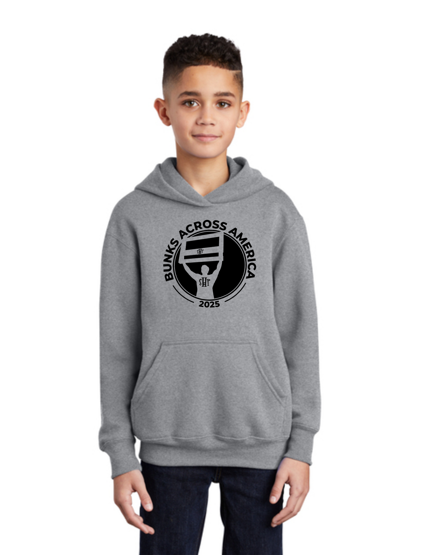 BAA 2025 - YOUTH Hoodie (ATHLETIC HEATHER) - "Headboard Logo"
