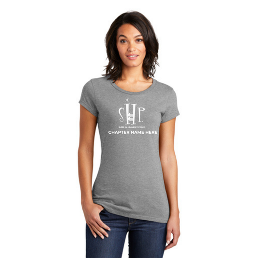 Women's Official Staff T-Shirt with Chapter Name (Heather Grey) White & Black Print