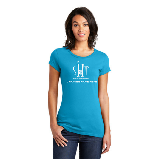 Women's Official Staff T-Shirt with Chapter Name (Turquoise) White & Black Print