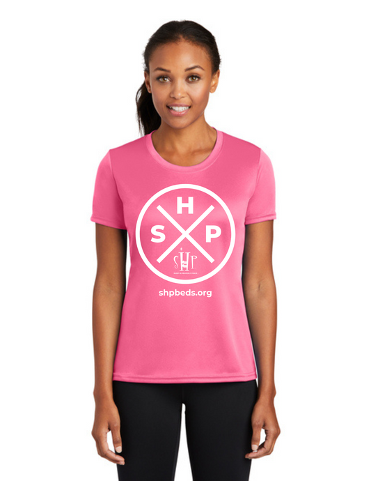 LEGACY - (WOMEN’S) Short Sleeve UV Performance Shirt (NEON PINK) - "SLEEP CIRCLE" LOGO