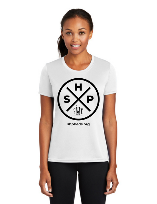 LEGACY - (WOMEN’S) Short Sleeve UV Performance Shirt (WHITE) - "SLEEP CIRCLE" LOGO