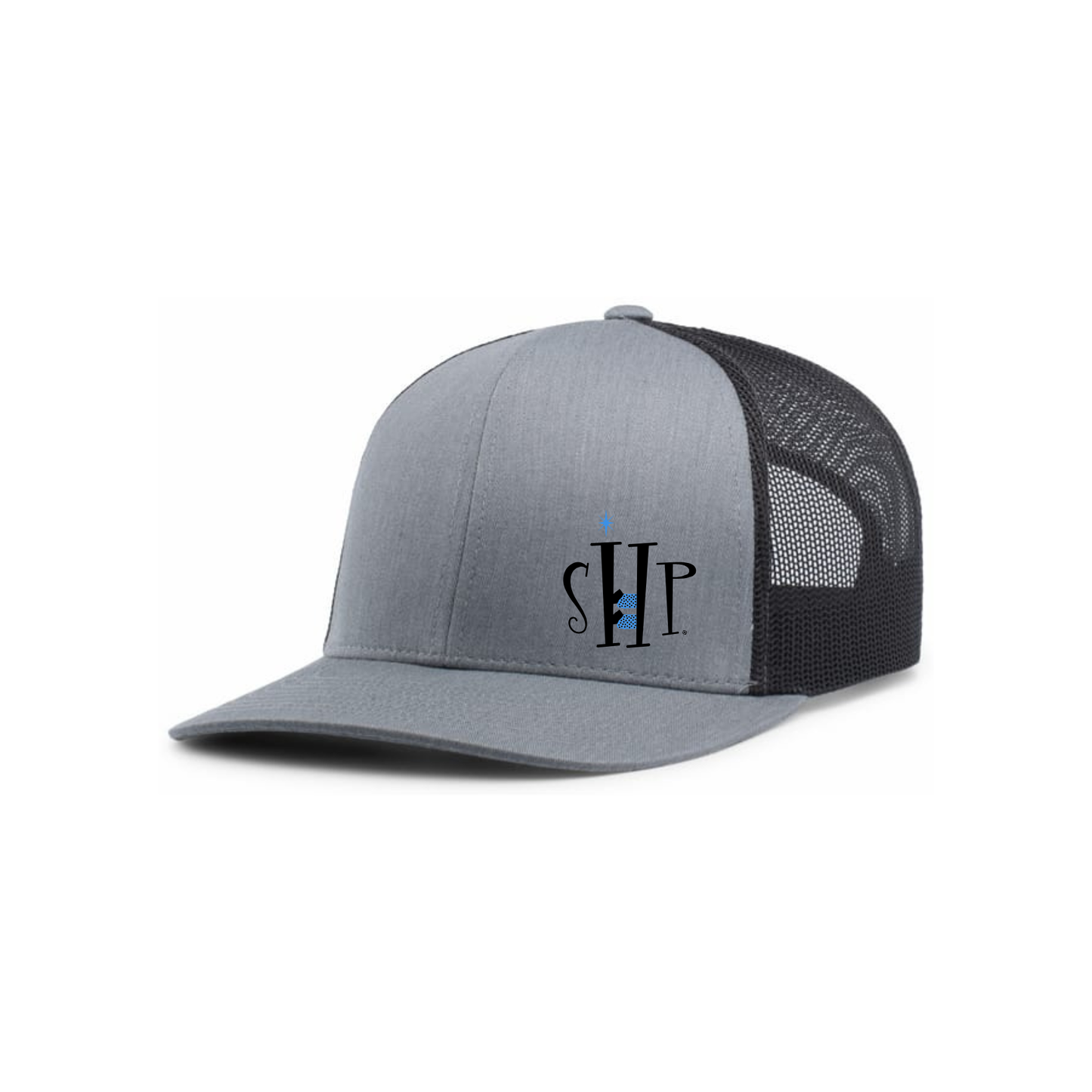 Trucker Snapback Hat w/ Embroidery (HEATHER GREY/CHARCOAL) - SHP Logo
