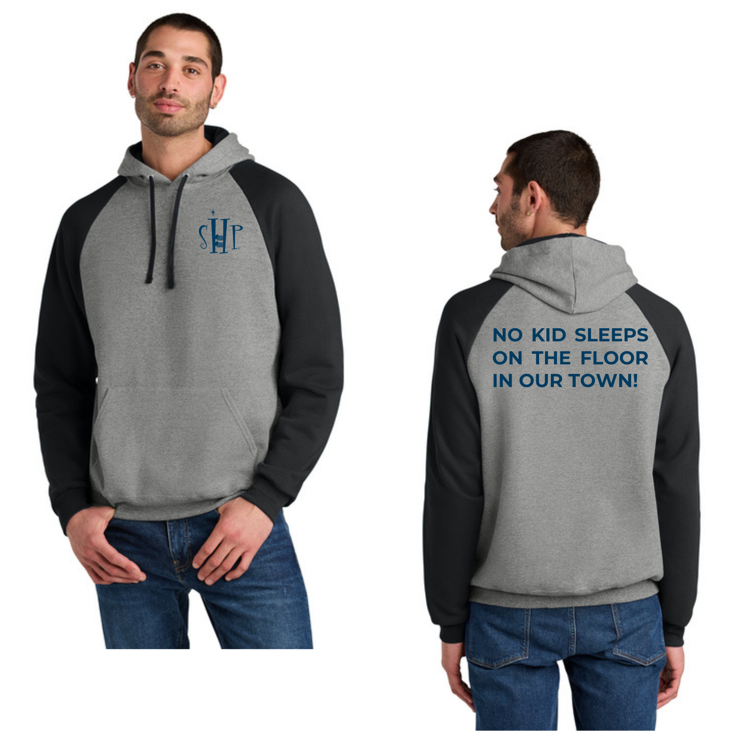 Jerzees® Unisex NuBlend® Colorblock Raglan Hoodie (OXFORD/ BLACK)