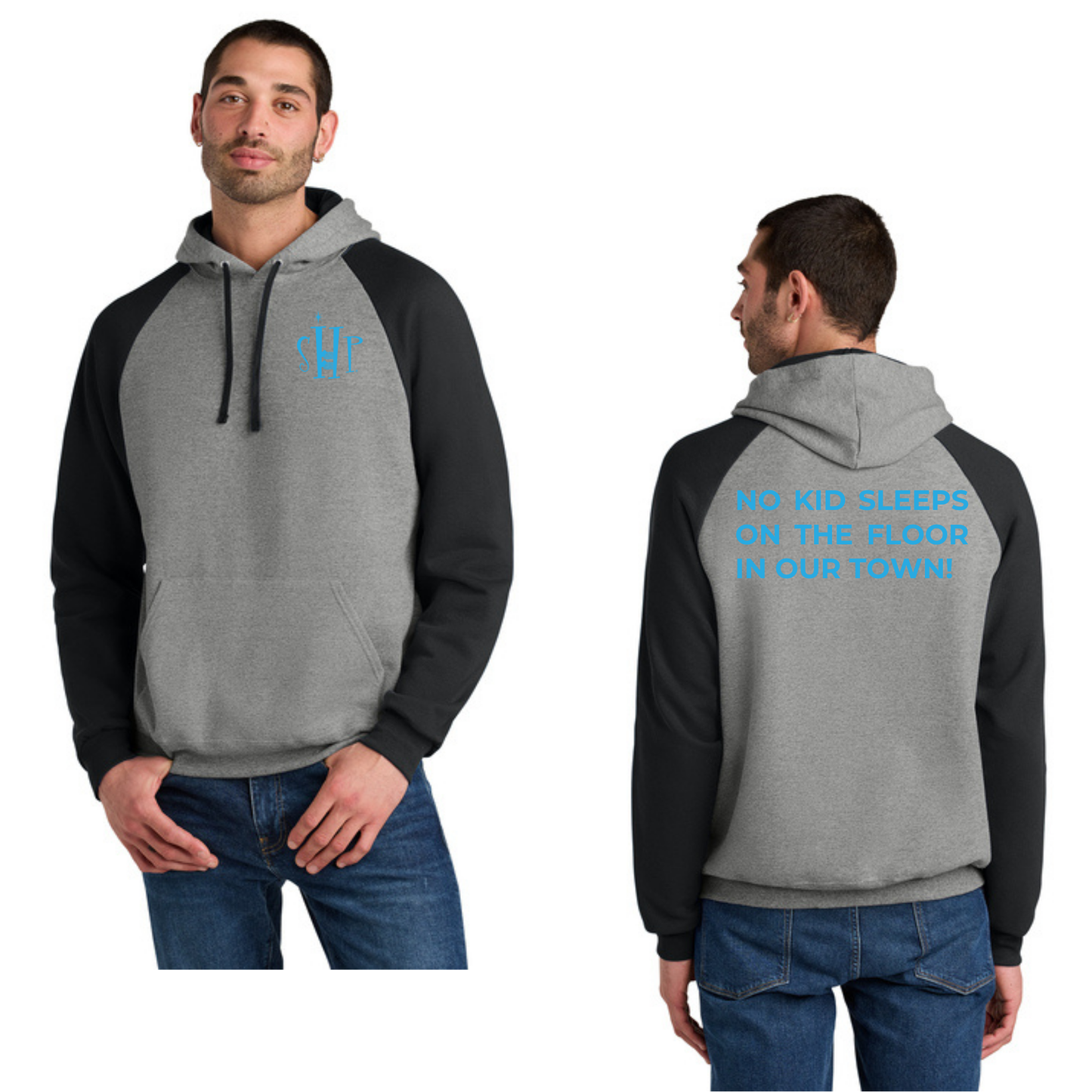 Jerzees® Unisex NuBlend® Colorblock Raglan Hoodie (OXFORD/ BLACK)