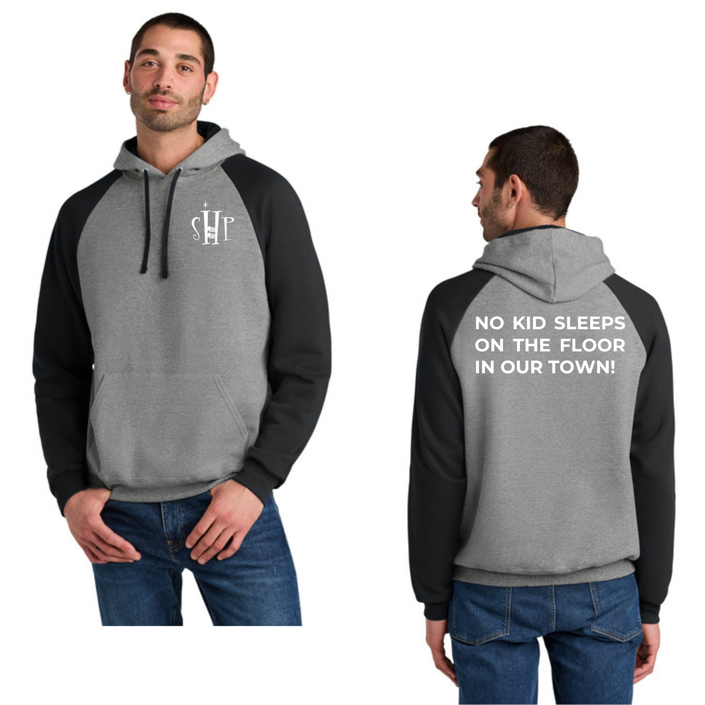 Jerzees® Unisex NuBlend® Colorblock Raglan Hoodie (OXFORD/ BLACK)