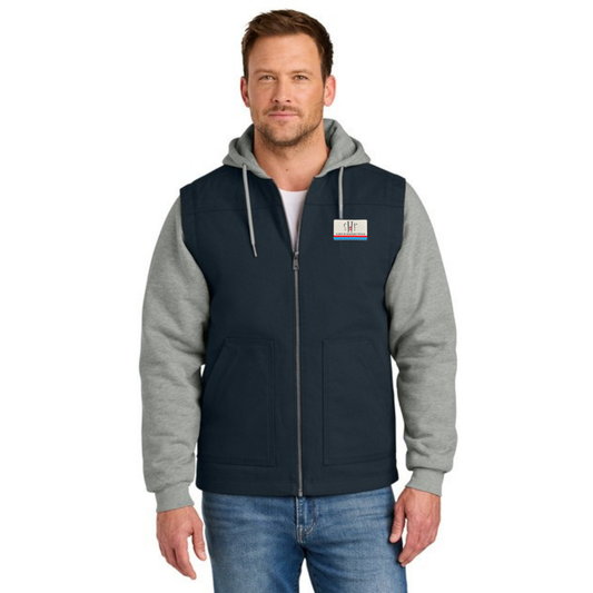 Full Zip - CornerStone Duck Fleece Hooded Jacket (NAVY/HEATHER GREY)