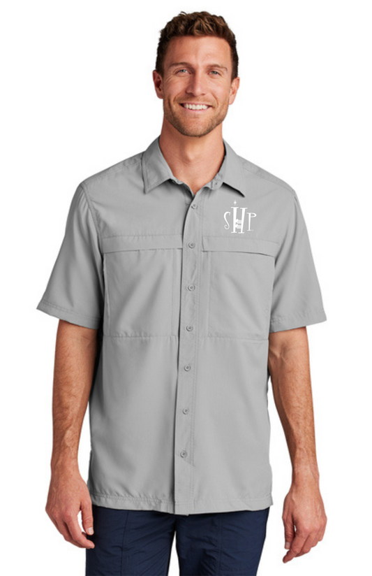 MEN'S UV Daybreak Shirt w/ Embroidery (GUSTY GREY) - "SHP" LOGO