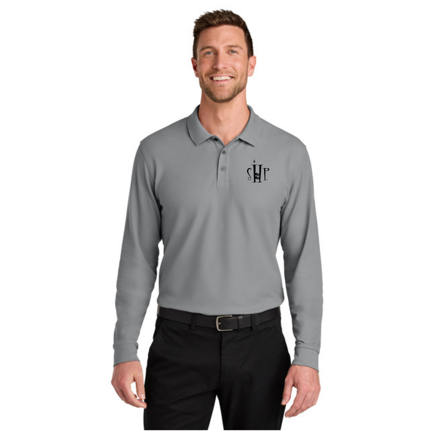 Long Sleeve - Port Authority Polo (GUSTY GREY)