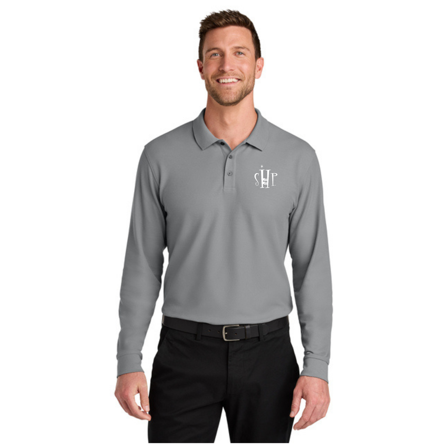 Long Sleeve - Port Authority Polo (GUSTY GREY)