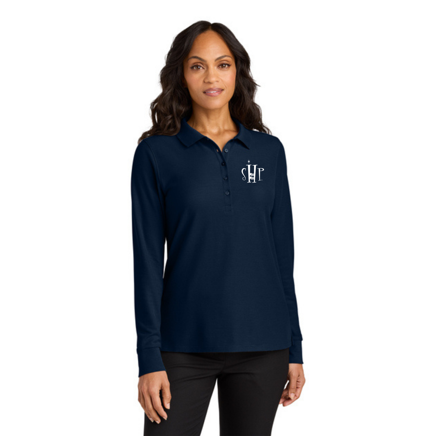 WOMEN'S Port Authority Long Sleeve Polo (RIVER BLUE NAVY)