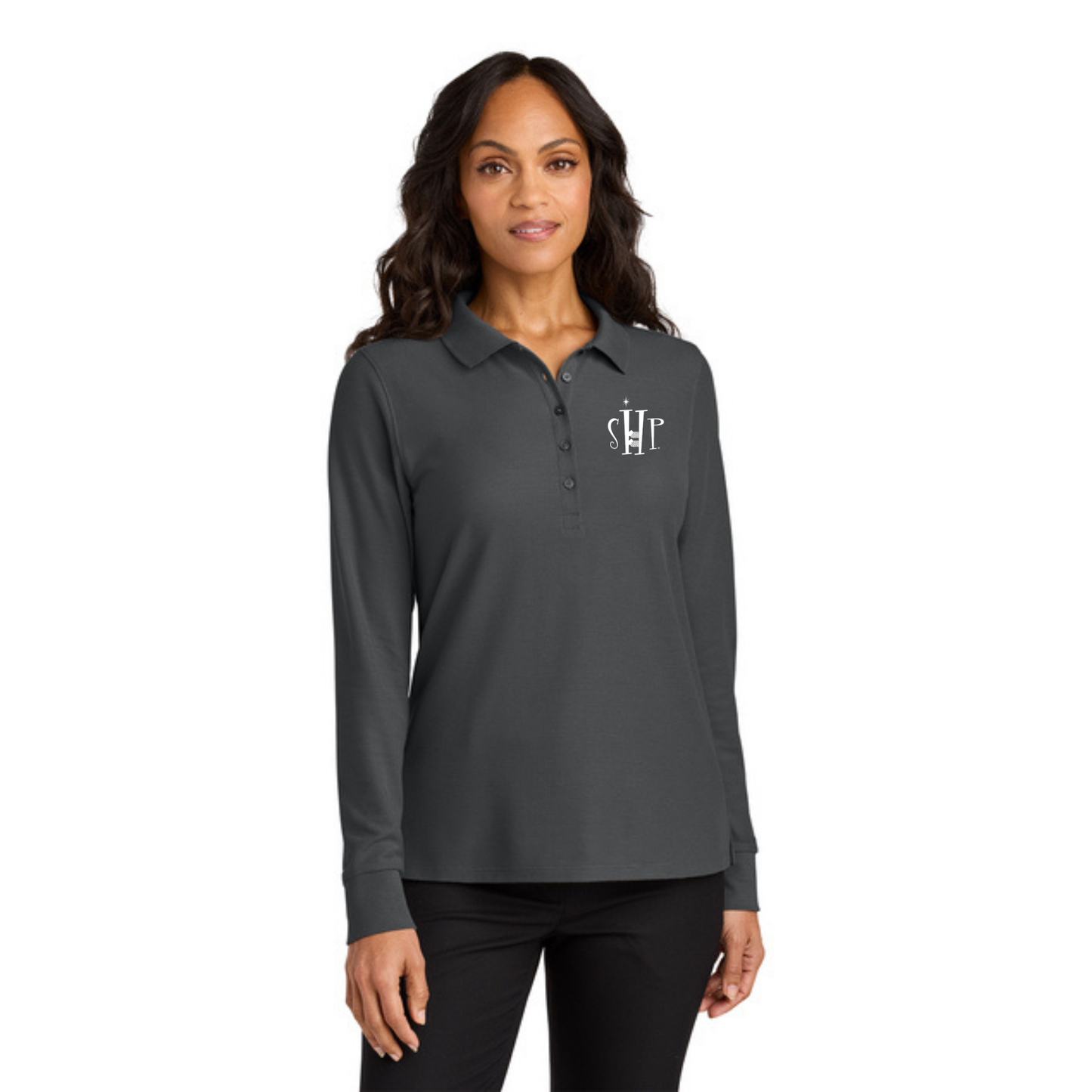 WOMEN'S Port Authority Long Sleeve Polo (STORM GREY)