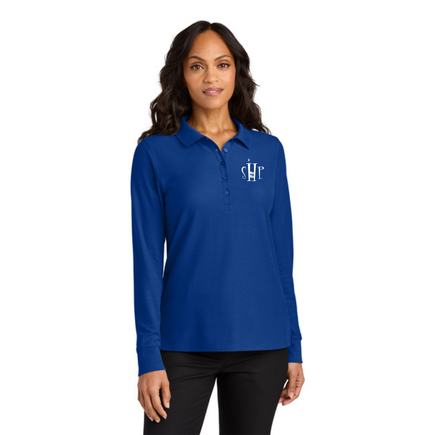 WOMEN'S Port Authority Long Sleeve Polo (TRUE ROYAL)