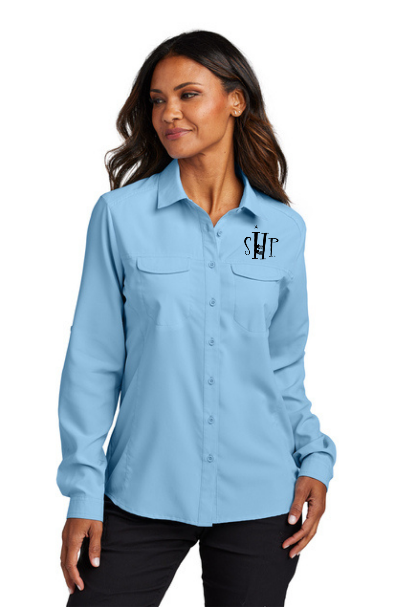WOMEN'S UV Daybreak Shirt Long Sleeve w/ Embroidery (LIGHT BLUE)