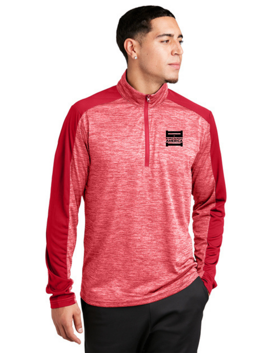 BAA 2025 - MEN'S 1/4 Zip Pullover - "Official BAA Logo" (DEEP RED ELECTRIC/DEEP RED)