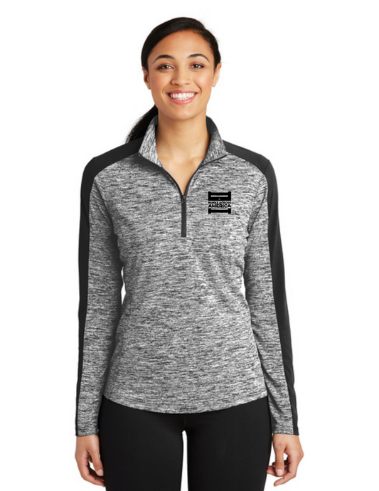 BAA 2025 - WOMEN'S  1/4 Zip Pullover - "Official BAA Logo" (BLACK ELECTRIC/BLACK)
